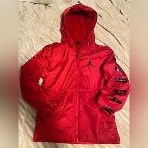 Jordan Nike Boys Medium Red Hooded Jacket with Fleece lining